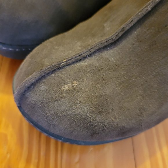 Crocs 9 Brown Leather Clogs Mules Chunky Heels Slip On Faux Fur Lined COBBLER EV - Picture 5 of 8